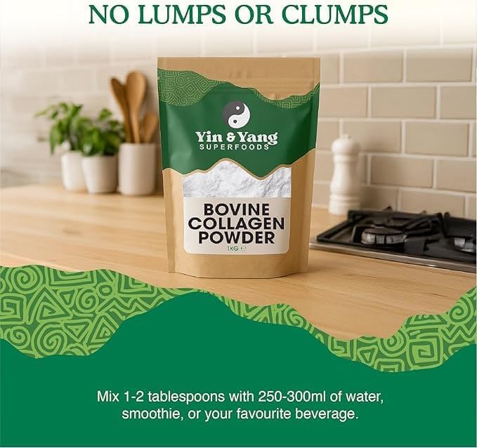 Collagen Powder 1kg | Hydrolysed Bovine | Skin Hair Nails Joints | Hydrolysed bovine collagen dissolves quickly without affecting taste. Ideal for coffee, tea and smoothies.