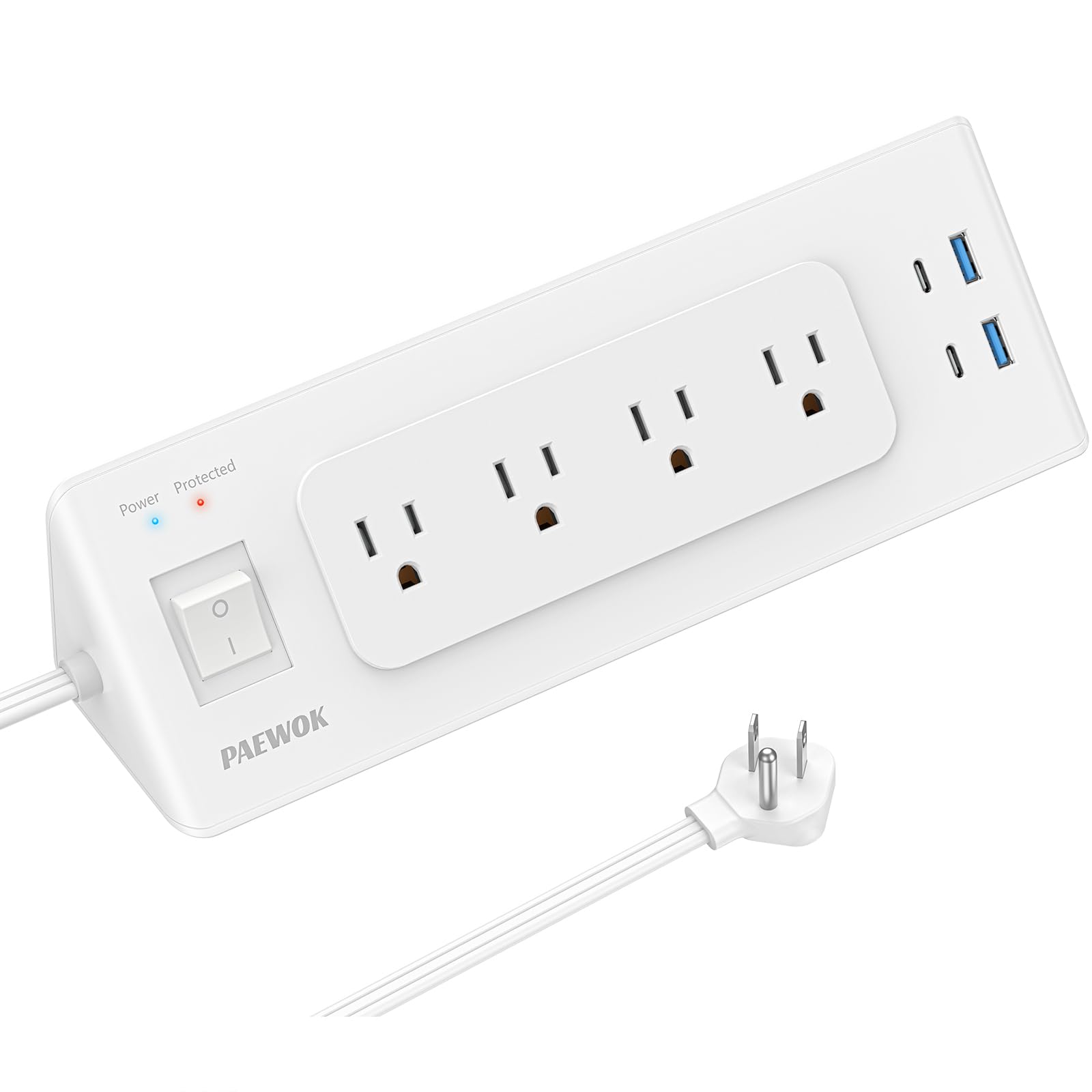 Photo 1 of Electrical Outlet Extender with USB C, Flat Wall Plug Extension Cord with 4 Sockets, Surge Protector Power Strip 15 Amps/1200 Joules, 6.5 Ft Multi-Plug Extension Cable for Home Office Dorm, White