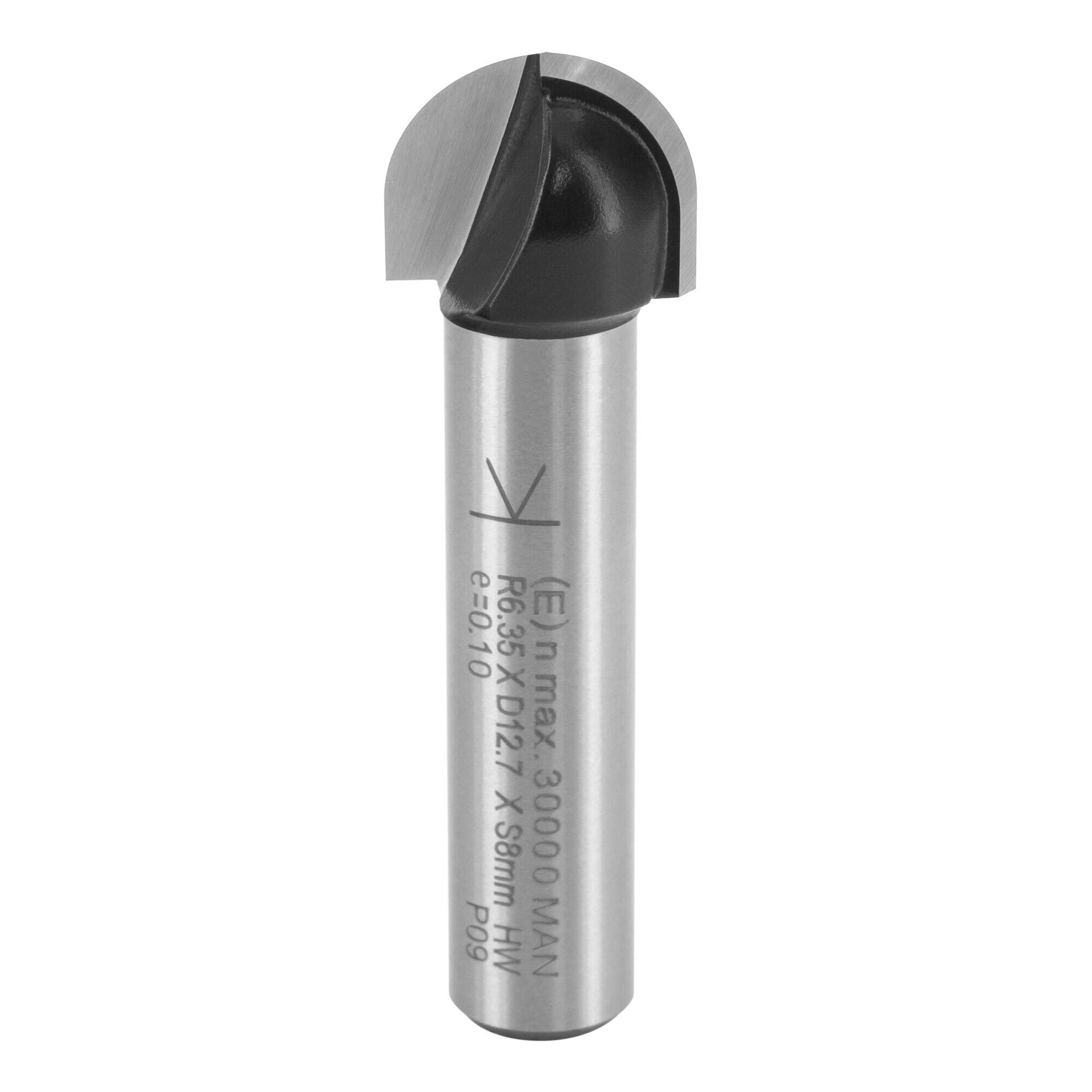 ENT 12288 Cove Cutter, Shank (S) 8 mm, Radius (R) 6,35 mm, Diameter (D) 12,7 mm, NL 9,5 mm, SL 32 mm, Carbide Tungsten, Woodworking, Router — image 1