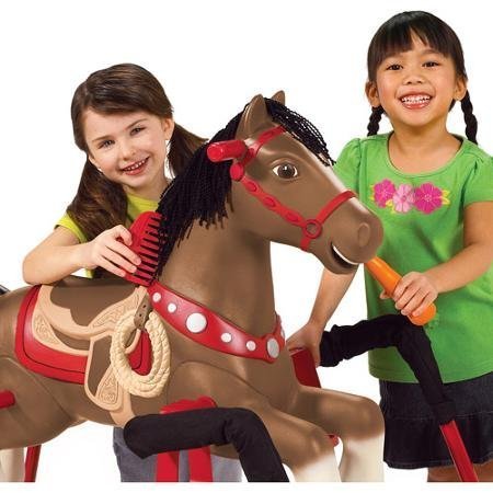 Carrot Activates Chewing Sounds, Blaze Interactive Spring Horse Ride-On, Brown - Thumbnail 2