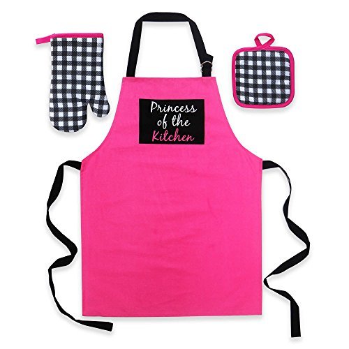 Popular Home Litle Chef Apron Set, Pink