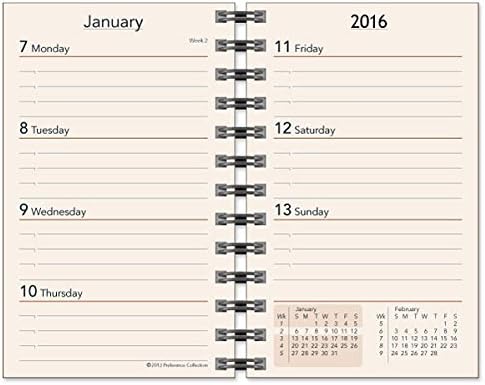 Preference Collection PD42WI Refill Wirebound For 2016 4 1/2" x 2 3/8" Ivory Planning Diary Weekly Ivory Paper