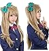 ANOGOL Hair Cap+ Long Straight Blonde Wig with Ponytail for Girls Synthetic Wigs Cosplay Women Wigs for Halloween Party Costume