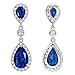 EleQueen 925 Sterling Silver Full Prong Cubic Zirconia Birthstone Teardrop Bridal Dangle Earrings