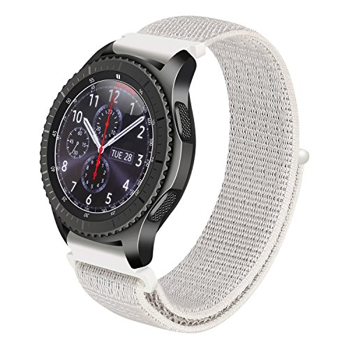 20MM Bands for Garmin Vivomove/Vivomove HR Bands, Soft Lightweight Woven Nylon Sport Loop Band Adjustable Closure Wrist Strap Breathable Replacement Strap for Garmin Vivomove HR Smartwatch (White)
