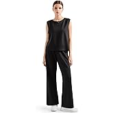 SUUKSESS Women 2 Piece Lounge Matching Sets Wide Leg Sweatpants Sleeveless Tops