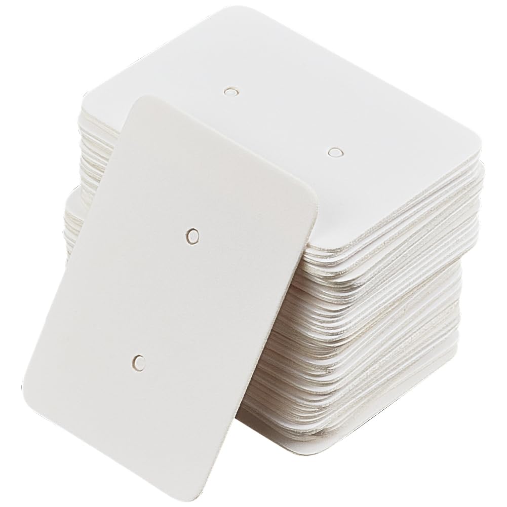 SOFPLATE 300Pcs 1.38 x 0.98 Inch Earring Display Cards Jewellery Display Card White Cardboard Jewellery Holder Necklace Bracelet Earrings Keychain Card Holders for Selling Display Small Business