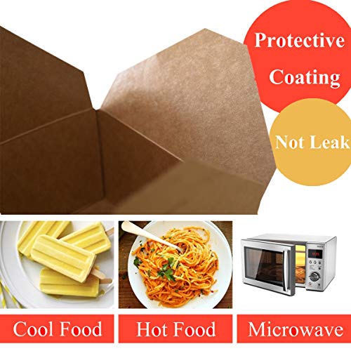 Take Out Boxes 45 Oz Chinese Take Out Containers 40 Pack Microwaveble Folding Natural Kraft Food Box Meal Prep Containers for Food Take Out Boxes Ideal Leak and Grease Resistant for Restaurants