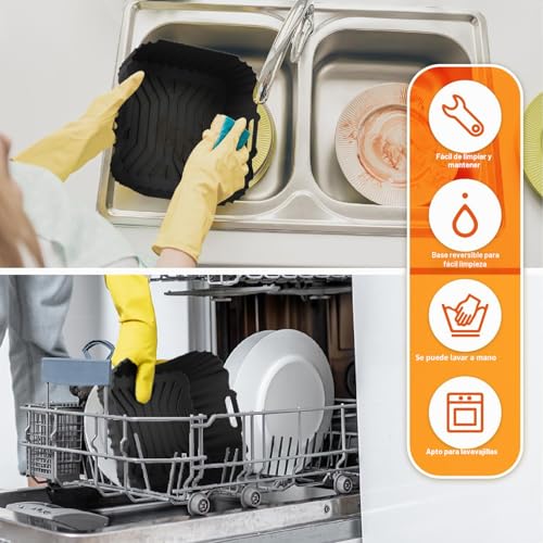 Silicone Mould for Air Fryer, Airfryer Accessory 3 Pieces, Reusable Silicone Base 22×23 cm, for COSORI Turboblaze 6L/5.5L/6.2L/6.4L, PHILIPS NA230/00 6.2L, NINJA AF180EU