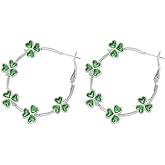 St Patrick's Day Earrings for Women,Green Rhinestone Irish Shamrock Hoop Earrings Green Clover Crystal Opal Drop Dangle Earrings Good Luck St patrick's Day Outfit Holiday Jewelry Accessories