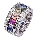 Morganite Blue Topaz Garnet Amethyst Ruby Pink Kunzite Aquamarine 925 Sterling Silver Ring size 6