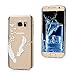 S7 Case,Galaxy S7 Case - Badalink Ultra Thin Anti-slip Soft TPU Case with Fancy Print Pattern Clear Transparent Cover for Samsung Galaxy S7 (2016) - White Feather