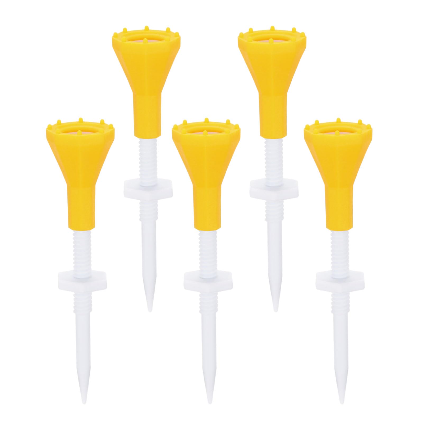 PATIKIL Golf Tee, 5 Pack Adjustable Height Plastic Golf Tees with Triangle Mark Golf Training Driving Range Tee Golf Accessories, Yellow (3-1/2 Inch)