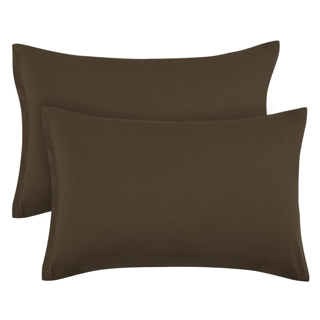 PiccoCasa Zippered Pillowcases, 100% Brushed Microfiber Polyester Pillow Case Cover, Pillow Cases Set of 2, Soft and Comfortable Brown 35 x 50cm