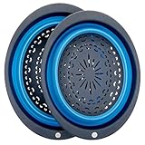 Collapsible Kitchen Colander/Strainer Set - 4 Quart and 2.5 Quart - Perfect for Draining Pasta, Vegetable - HOMWE (Large, Medium, Blue)