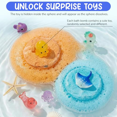 Bath Bombs with Surprise, 12 Pieces Bath Bombs for Children, Bath Bombs in Natural Organic Foam, Gifts for Boys and Girls, Bath Bomb Gift