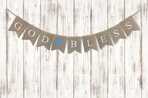 Always Moving God Bless Baptism Banner Large (46 Inches Long), Handcrafted