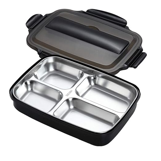 AIYoo Bento - Fiambrera de acero inoxidable 304 con 4 recipientes ...