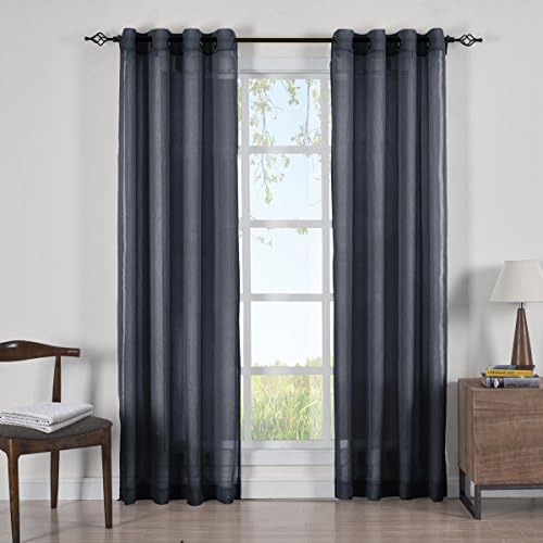Set of 2 Panels 100" Wx108 L - Solid Navy- Abri Grommet Crushed Sheer Curtain Panels, 50-Inch by 108-Inch Each Panel. Package Contains Set of 2 Panels 108 inch Long