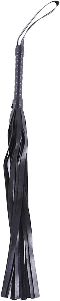 YSINFOD Horse Whip Outdoor Equestrian Performance Racing Horse Leather Whip with Non Slip Handle Wrist Strap (Black)