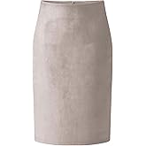 CHARTOU Womens Lightweight Elastic-Waist Faux Suede Leather Side Split Hip Packaged Skirt