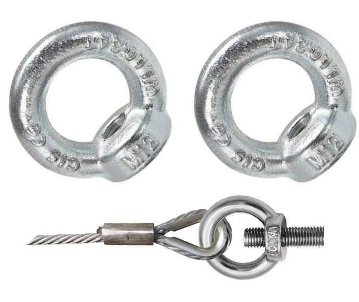 TERF® M12 Heavy Duty Ring Lifting Eye Nut M12 (12mm) Female Threaded Round Shape Ring Nuts - Pack of 2