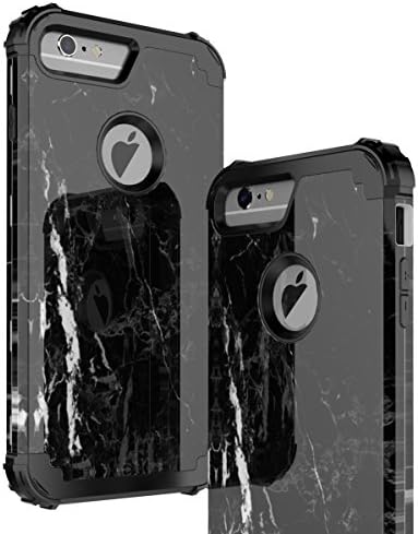 iPhone 6 Plus Case,iPhone 6s Plus Case NabeCase Hybrid Heavy Duty Shockproof Marble Defender Three Layer Protective Case Cover for iPhone 6 Plus/6s Plus 5.5 inch Case,Black