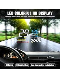 Qianbao   Proyector de pantalla para parabrisas de coche HUD de 5.0 in con interfaz OBD II EU