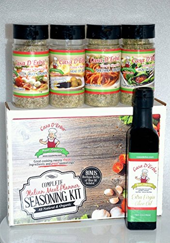 Organic Italian Seasoning Meal Prep - Authentic New York Italian Seasoning - Famous Gourmet Casa D'Erba Italian Restaurant Flavor Spices and Seasonings - Extra Virgin First Cold Press Olive Oil Included