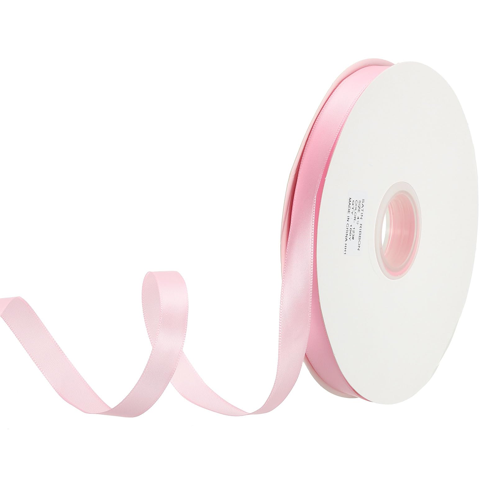PATIKIL 1/2" x100Yard Polyester Satin Ribbon, Single Faced Grosgrain Ribbon Solid Fabric Ribbon for Crafts Wedding Party Gift Wrapping, Pink