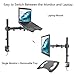Gibbon Mounts Monitor and Laptop Mount, Dual Height Adjustable and Full Motion Monitor Arms with Laptop Tray, Fits up to 27 Inch 17.6lbs Computer Screen Per Arm, up to 15.6 Inch Laptop on Tray