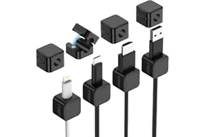 Outtcom Magnetic Cable Clips Holder (8 Pack) – Magnetic Desk Cord Organizer, Adhesive Cable Management for Nightstand, Desk, 