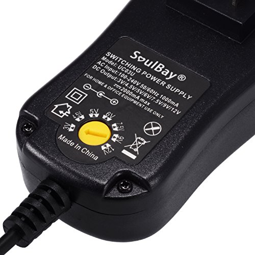 [Upgraded Version] SoulBay Universal AC/DC Adapter Multi-Voltage Regulated Switching Power Supply With 8 Selectable Adapter Plugs, For 3V To 12V Home Electronics - 2Amps Max