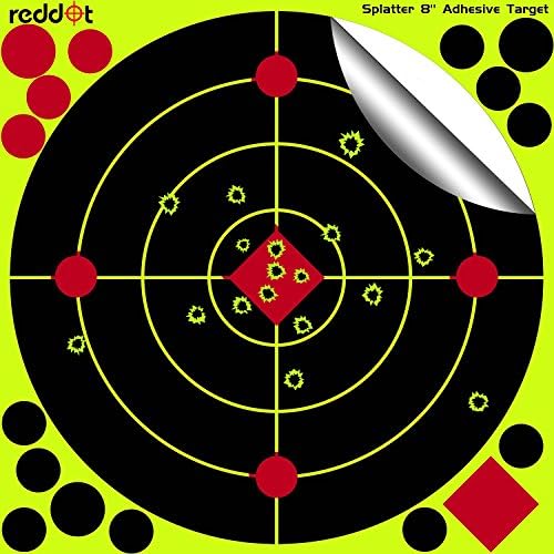 Reddot Shooting Targets - 8 inch Splatter Adhesive Reactive Paper Targets Fluorescent Yellow Upon Impact Gun Rifle Pistol AirSoft BB Gun Pellet Gun Air Rifle (25)