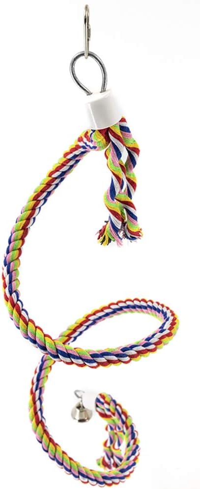 YINGGE Bird Cotton Rope Perch Stand, Parrot Swings Climbing Standing Balancing Chewing Toys with Bell