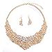Yuhuan Women Alloy and Crystal Butterfly Necklace and Earring Set Color (Golden)