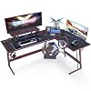 DESINO L Shaped Gaming Desk Computer Corner Desk PC Writing Table Gamer Workstation for Home Office, Black