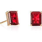 Namana Elegant Emerald-Cut 925 Sterling Silver Stud Earrings for Women, Dainty Rectangle Silver Earrings for Women with White or Colored Emerald-Cut Stones