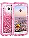 Coolden Case for Galaxy S7 Edge Case Protective Glitter Case for Women Girls Cute Bling Sparkle 3D Quicksand Heavy Duty Hard Shell Shockproof TPU Case for Samsung Galaxy S7 Edge, Pink