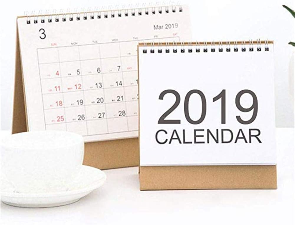 Rivadal 2019 to Mar 2020 Standing Desk Calendar Desk Monthly Planner Daily Calendar for Housewives Students Office Worker