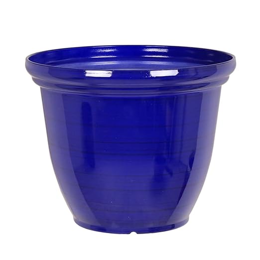 Recycled Plastic Large Brushed Metallic Effect Garden Pot Planter (Blue