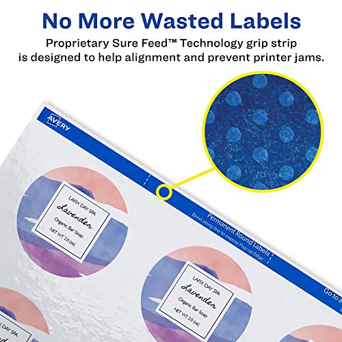 Avery 2" Glossy White Round Labels, Sure Feed, Full Bleed --Print to ...