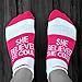 Gone For a Run Inspirational Ankle Socks for Women - Affirmation - Fun Running Socks - Runners Gifts & Motivation - She Believed She Could (Fuchsia)