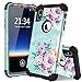PIXIU for iPhone Xs Max case,3 in 1 Hybrid Hard PC Soft Rubber Heavy Duty Rugged Shockproof Protective Phone Cover for iPhone Xs Max 6.5 Inch 2018 Released Peonies Floral