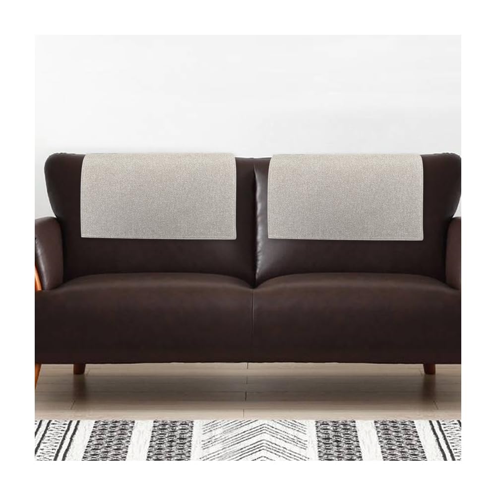 Mybow Recliner Headrest Protector 2 Pieces - Head Protector Cover for Recliner Chair, Couch (Khaki)