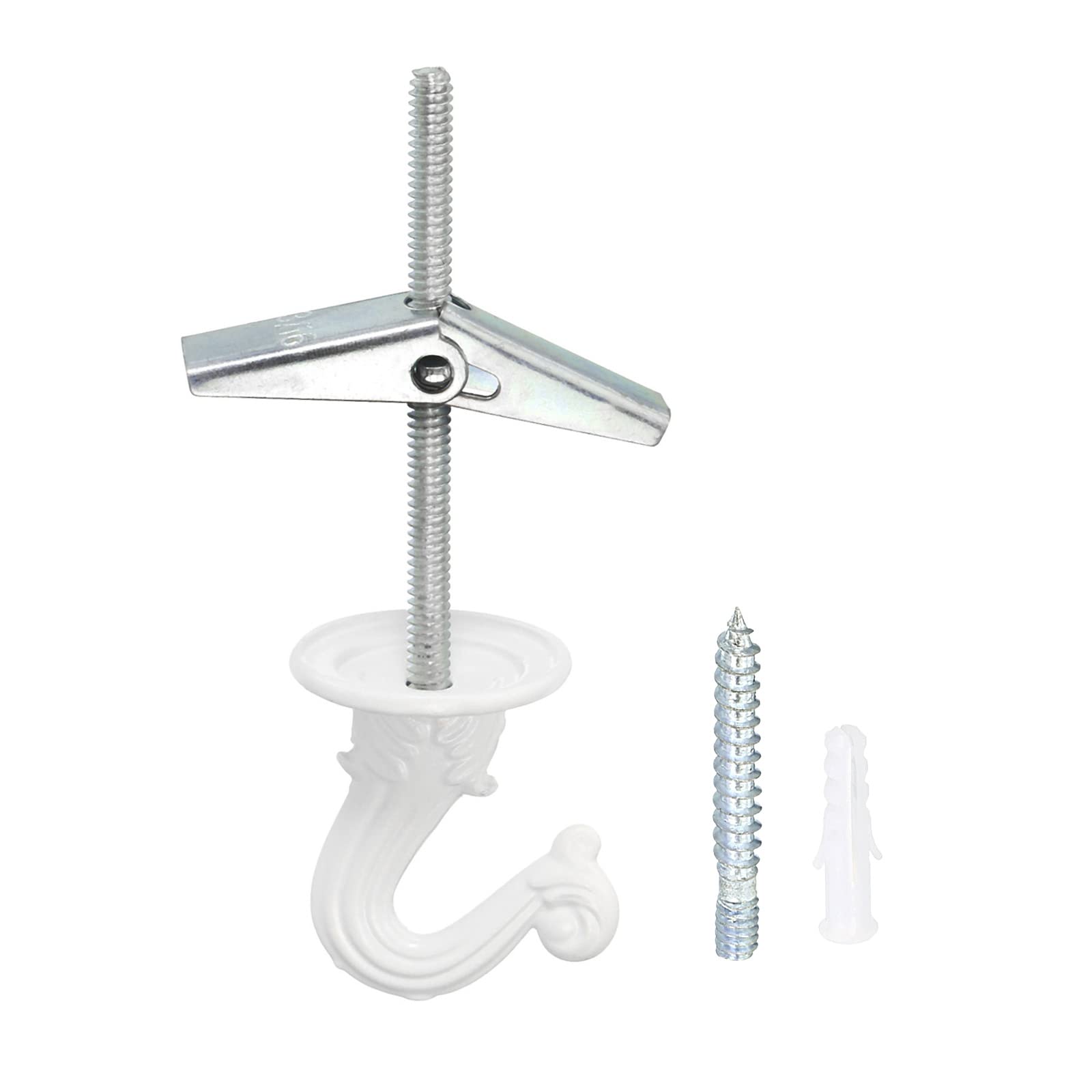 YOKIVE 2 Set Ceiling Hook Kit, Heavy Swag Hanging Hook with Mounting Screw Hanging Plants, Great for Office, Home, Daily Use (White, 1.5x1.3-Inch)