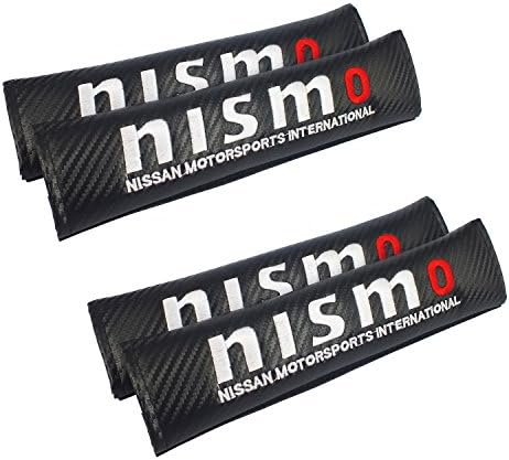 4pcs Sporty Carbon Black Car Seat Safety Belt Strap Covers Shoulder Pad Compatible Use For Nismo Car As Decoration Pad