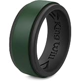 King Will Silicone Wedding Ring for Men Women, 8mm Two-Tone Step Edge Band | Breathable Water Ripple Inner Comfort Fit, Flexible Rubber Ring for Work, Gym, Outdoor, Size 7-13