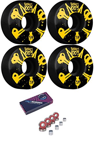 Bones Skateboard Wheels 100'S V4 54mm Black/Yellow + Cal 7 B