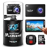 VanTop Moment 4 4K Sports Action Camera w/ 32GB Microsd Card, 20MP Sony Sensor, EIS, Touch Screen, Adjustable View Angle, 30M Waterproof, Remote, Dual Battery & GoPro Compatible Accessories Kit